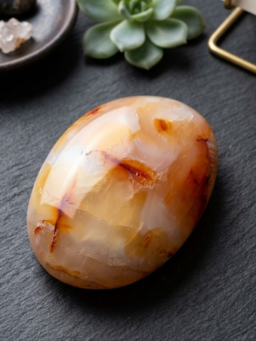 Carnelian Crystal Palm Stons